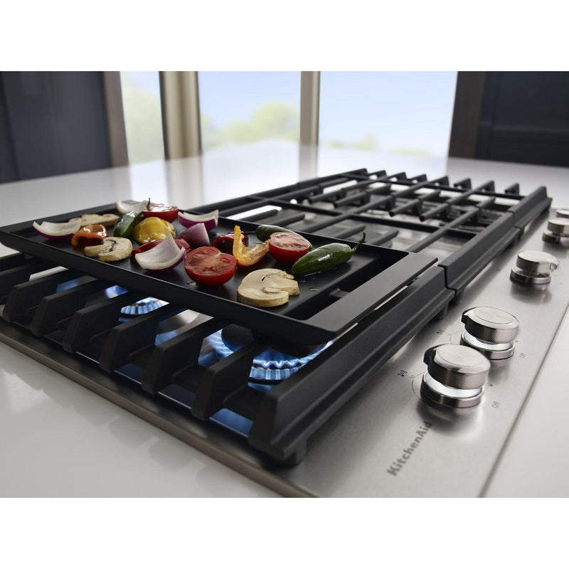 KitchenAid 36-inch Built-in Gas Cooktop with Griddle KCGS956ESS IMAGE 9