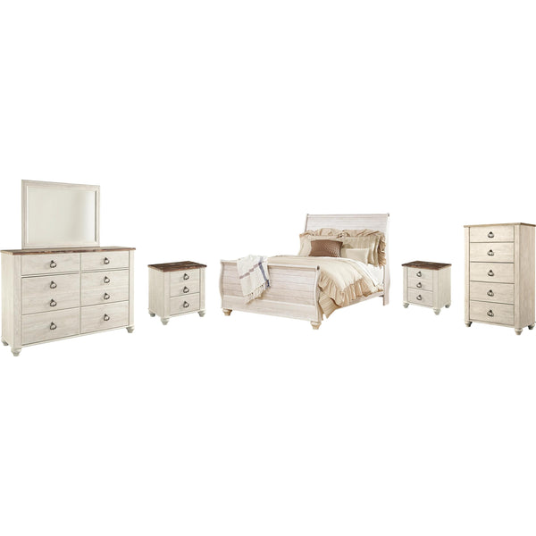  Signature Design by Ashley Willowton B267B56 8 pc Queen Sleigh Bedroom Set IMAGE 1