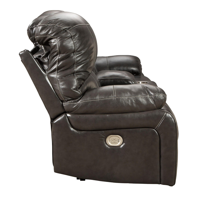 Signature Design by Ashley Hallstrung Power Reclining Leather Match Loveseat with Console U5240318 IMAGE 4