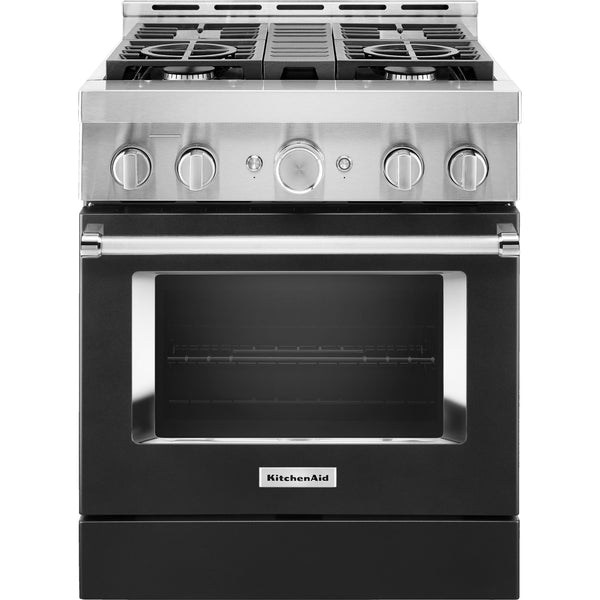 KitchenAid 30-inch Freestanding Gas Range with Even-Heat™ True Convection KFGC500JBK IMAGE 1