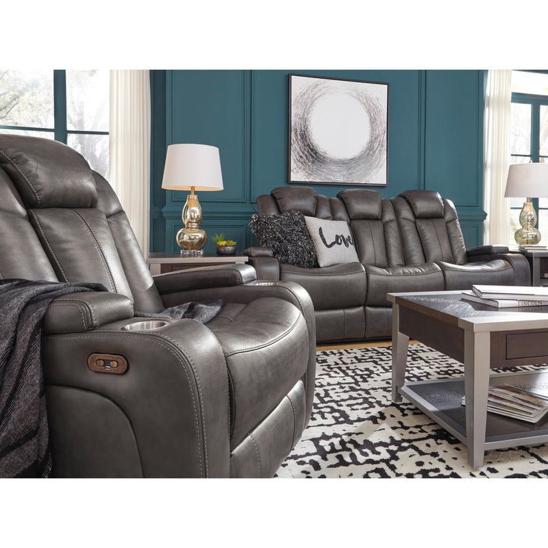 Signature Design by Ashley Turbulance Power Reclining Leather Look Sofa 8500115C IMAGE 11