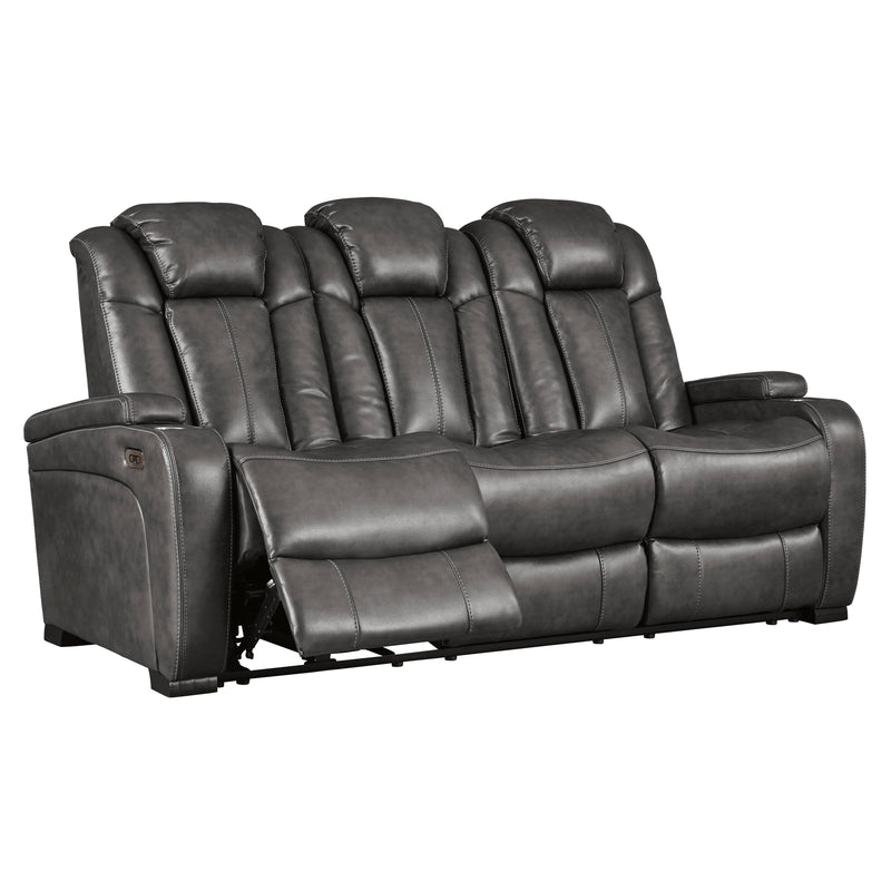 Signature Design by Ashley Turbulance Power Reclining Leather Look Sofa 8500115C IMAGE 2