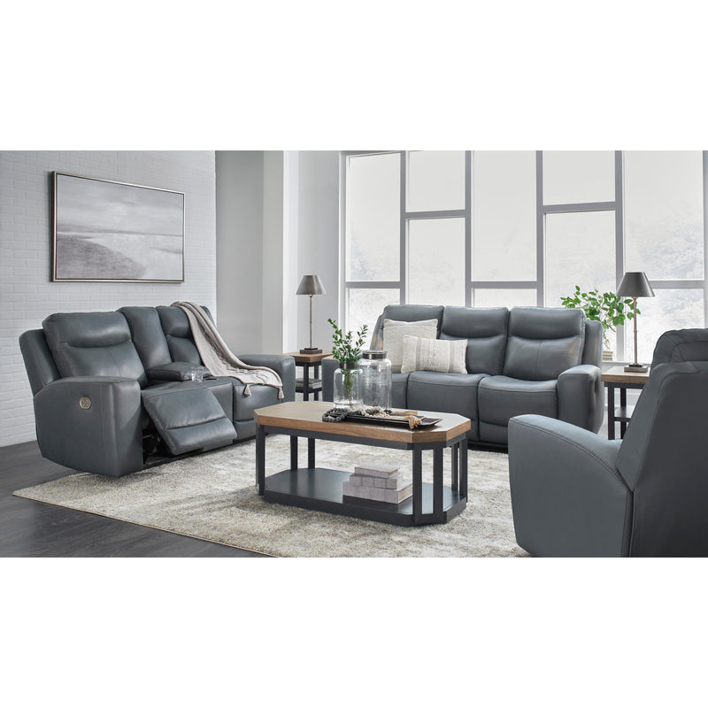 Signature Design by Ashley Mindanao Power Reclining Leather Match Loveseat U5950418C IMAGE 17