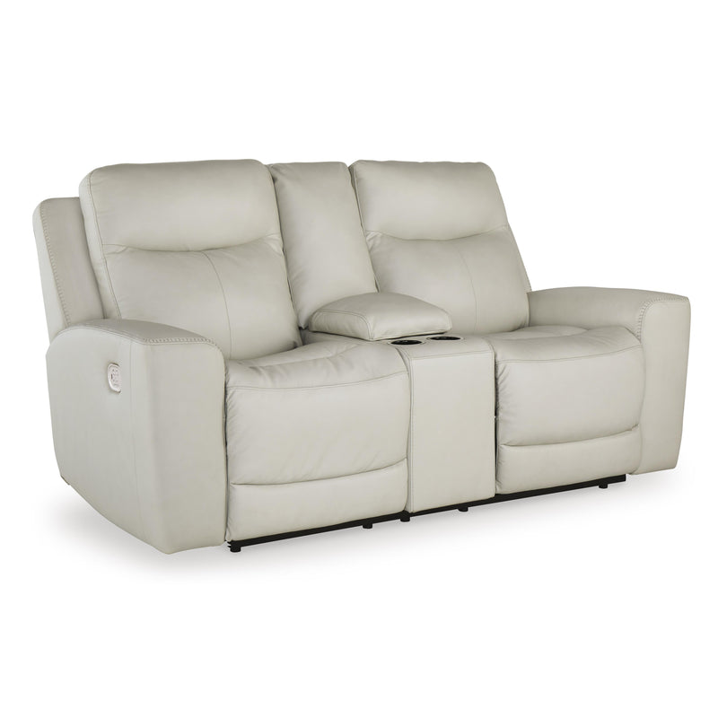 Signature Design by Ashley Mindanao Power Reclining Leather Match Loveseat U5950518C IMAGE 1