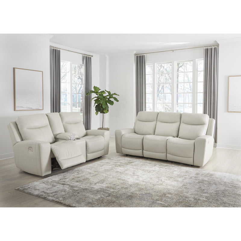 Signature Design by Ashley Mindanao Power Reclining Leather Match Loveseat U5950518C IMAGE 9