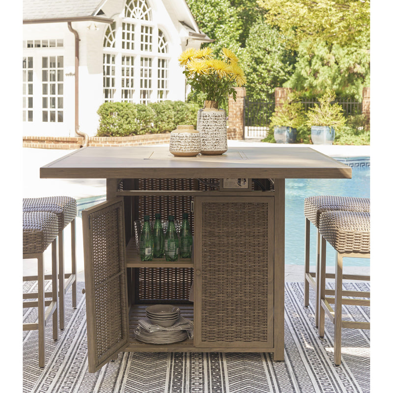 Signature Design by Ashley Walton Bridge P749-665 Square Bar Table with Fire Pit IMAGE 7