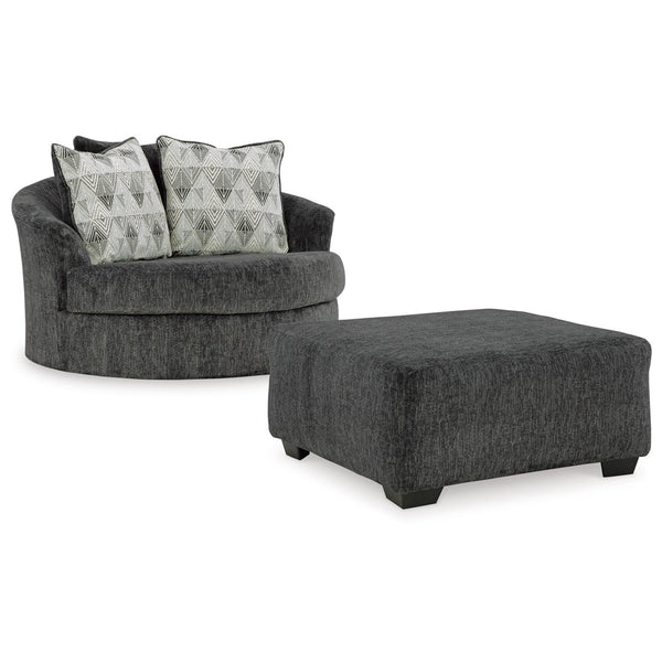 Signature Design by Ashley Biddeford Swivel Fabric Chair with Ottoman 3550408/3550421 IMAGE 1