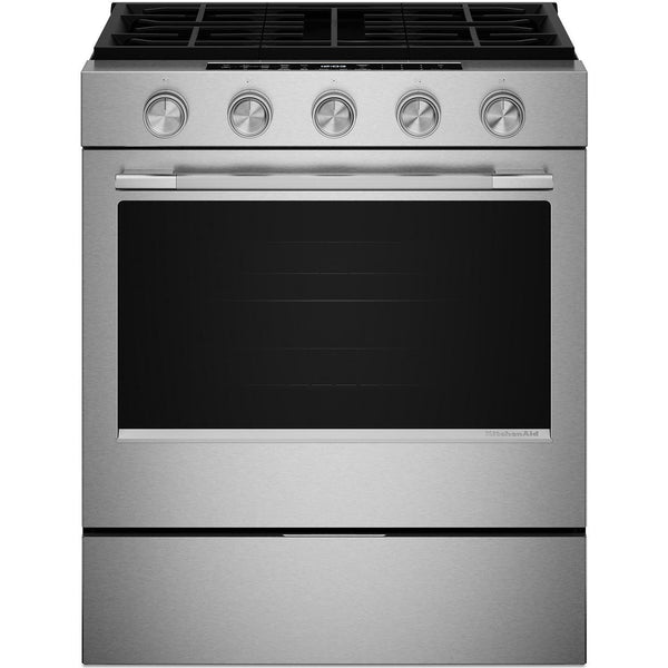KitchenAid 30-inch Smart Slide-in Gas Range with Convection Cooking Modes KSGS330SPS IMAGE 1