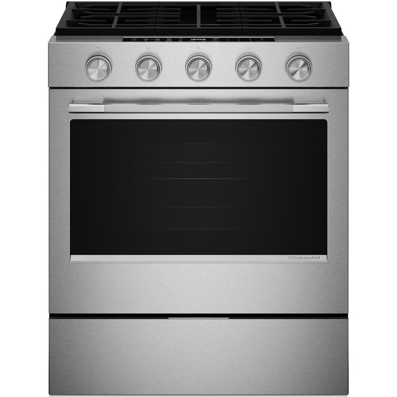 KitchenAid 30-inch Smart Slide-in Gas Range with Convection Cooking Modes KSGS330SPS IMAGE 1